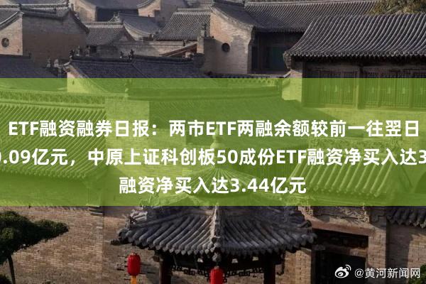 ETF融资融券日报：两市ETF两融余额较前一往翌日减少410.09亿元，中原上证科创板50成份ETF融资净买入达3.44亿元