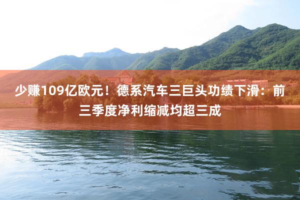 少赚109亿欧元！德系汽车三巨头功绩下滑：前三季度净利缩减均超三成