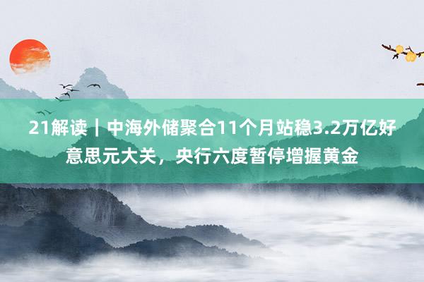 21解读｜中海外储聚合11个月站稳3.2万亿好意思元大关，央行六度暂停增握黄金