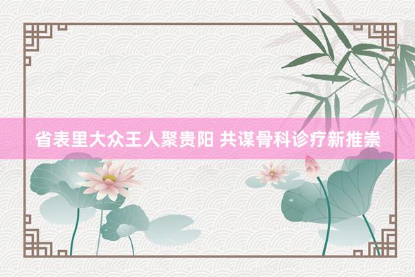 省表里大众王人聚贵阳 共谋骨科诊疗新推崇